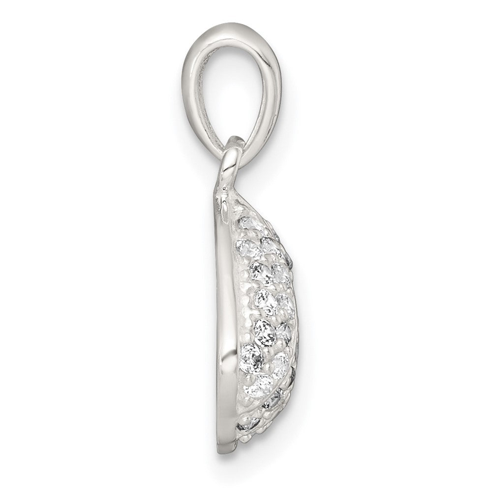 Sterling Silver Polished CZ Shell Pendant QC11584