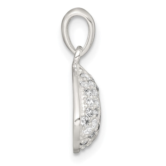 Sterling Silver Polished CZ Shell Pendant QC11584