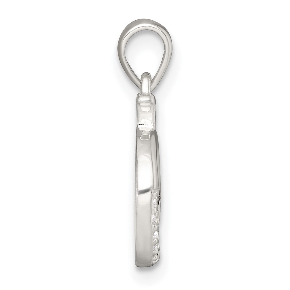 Sterling Silver Polished Pink and White CZ Cut-out Whale Pendant QC11586