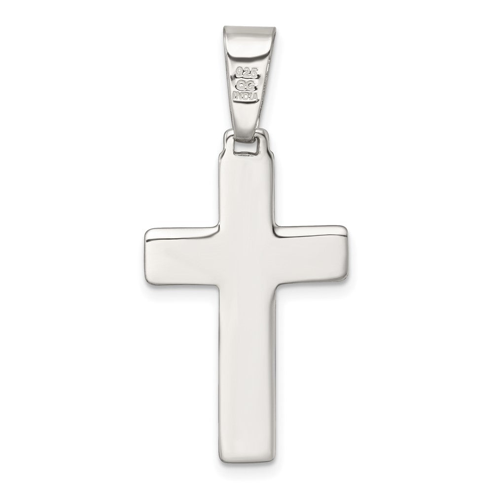 Sterling Silver Polished and Grooved Latin Cross Pendant QC11598