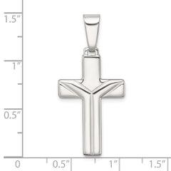 Sterling Silver Polished and Grooved Latin Cross Pendant QC11598