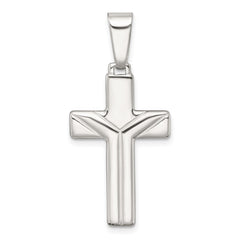 Sterling Silver Polished and Grooved Latin Cross Pendant QC11598