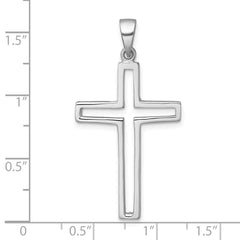 Sterling Silver Rhodium-plated Polished Cut-out Latin Cross Pendant QC11599