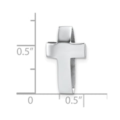 Sterling Silver Rhodium-plated Polished 3D Latin Cross Chain Slide Pendant QC11600