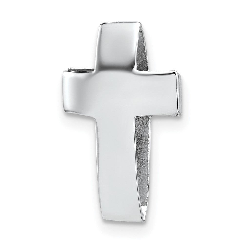 Sterling Silver Rhodium-plated Polished 3D Latin Cross Chain Slide Pendant QC11600