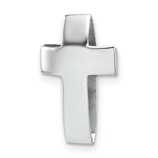 Sterling Silver Rhodium-plated Polished 3D Latin Cross Chain Slide Pendant QC11600