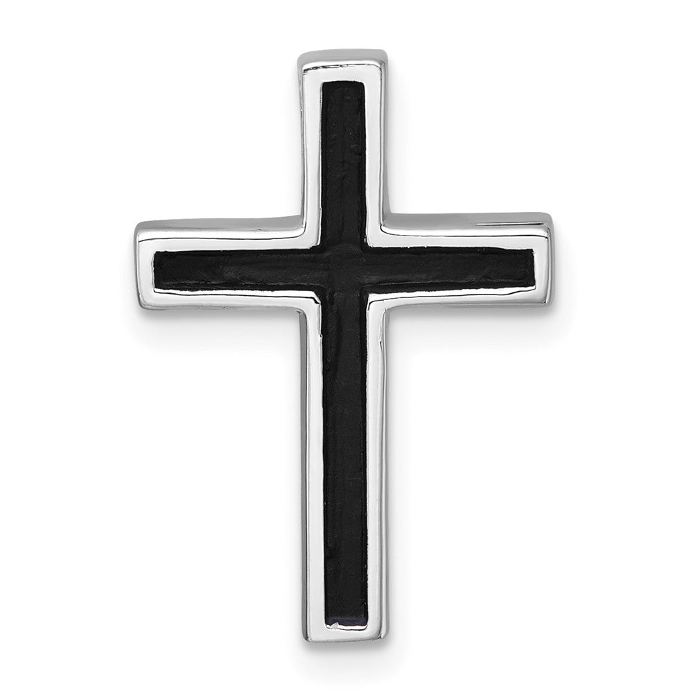 Sterling Silver Rhodium-plated Polished Enameled Latin Cross Chain Slide Pendant QC11602