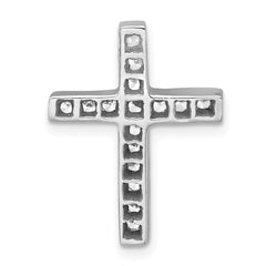Sterling Silver Rhodium-plated Polished CZ Latin Cross Chain Slide Pendant QC11607