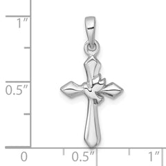 Sterling Silver Rhodium-plated Polished Cross With Dove Pendant QC11617