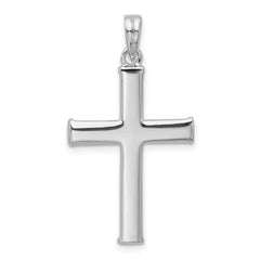 Sterling Silver Rhodium-plated Textured and Polished Cross Pendant QC11621