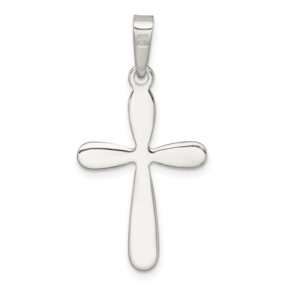 Sterling Silver Polished and Diamond-cut Cross Pendant QC11622