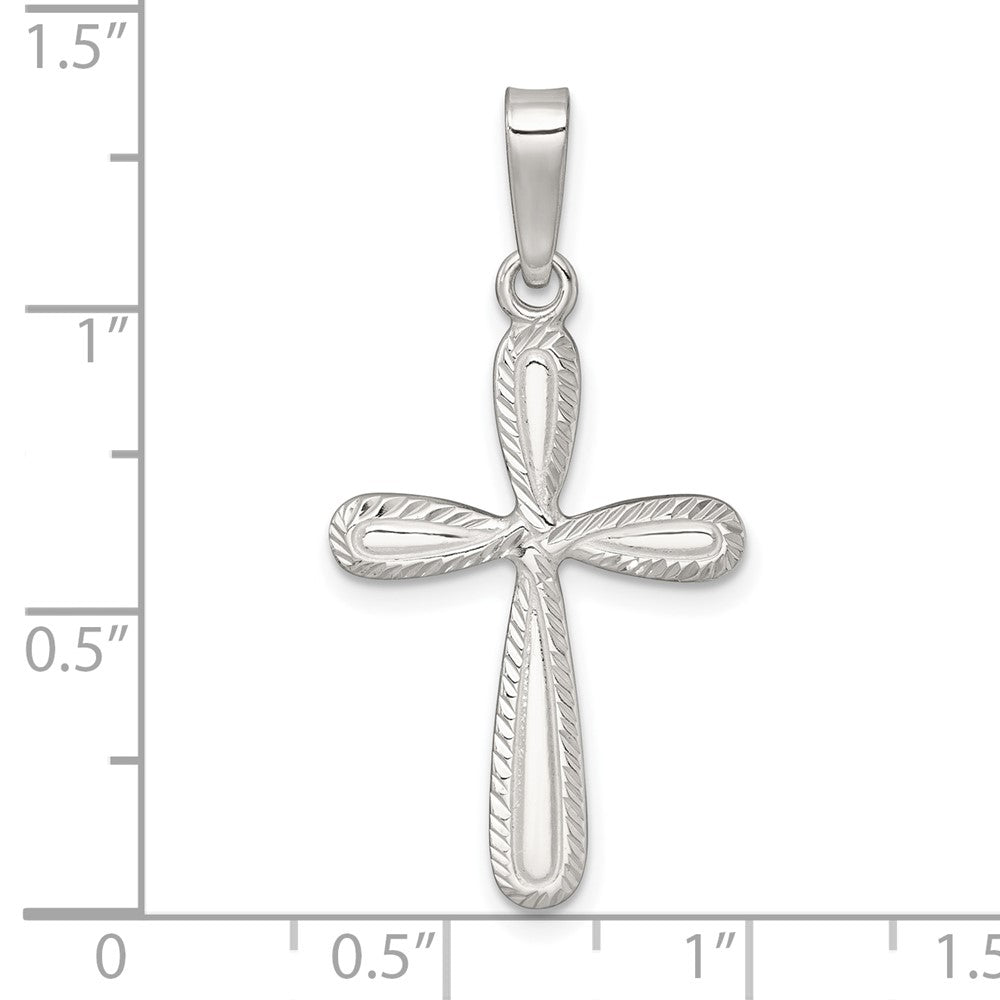 Sterling Silver Polished and Diamond-cut Cross Pendant QC11622
