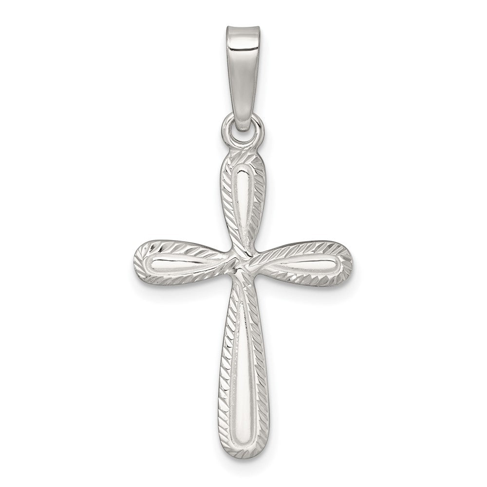 Sterling Silver Polished and Diamond-cut Cross Pendant QC11622