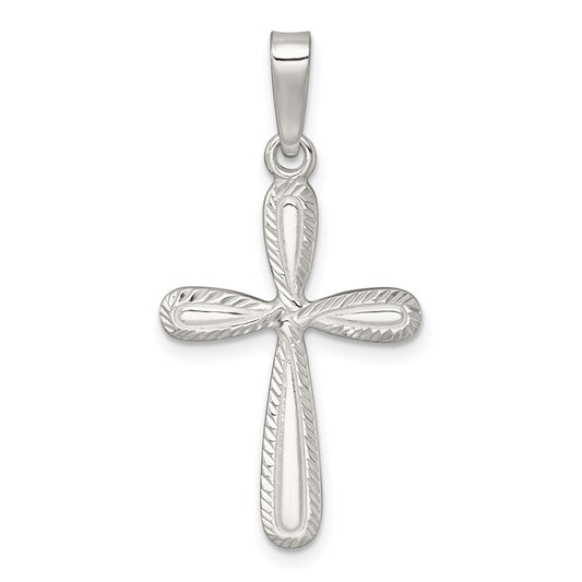 Sterling Silver Polished and Diamond-cut Cross Pendant QC11622