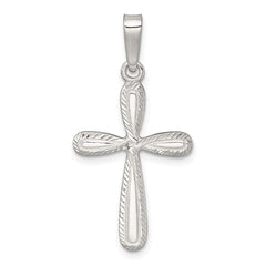 Sterling Silver Polished and Diamond-cut Cross Pendant QC11622