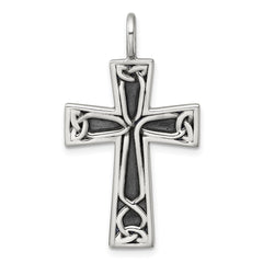 Sterling Silver Antiqued Polished Celtic Knot Cross Pendant QC11623