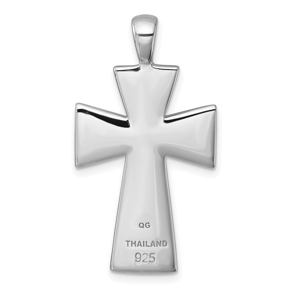 Sterling Silver Rhodium-plated Polished Black Resin Cross Pendant QC11624