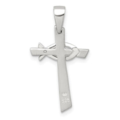 Sterling Silver Brushed Cross with Polished Ichthus Fish Pendant QC11625