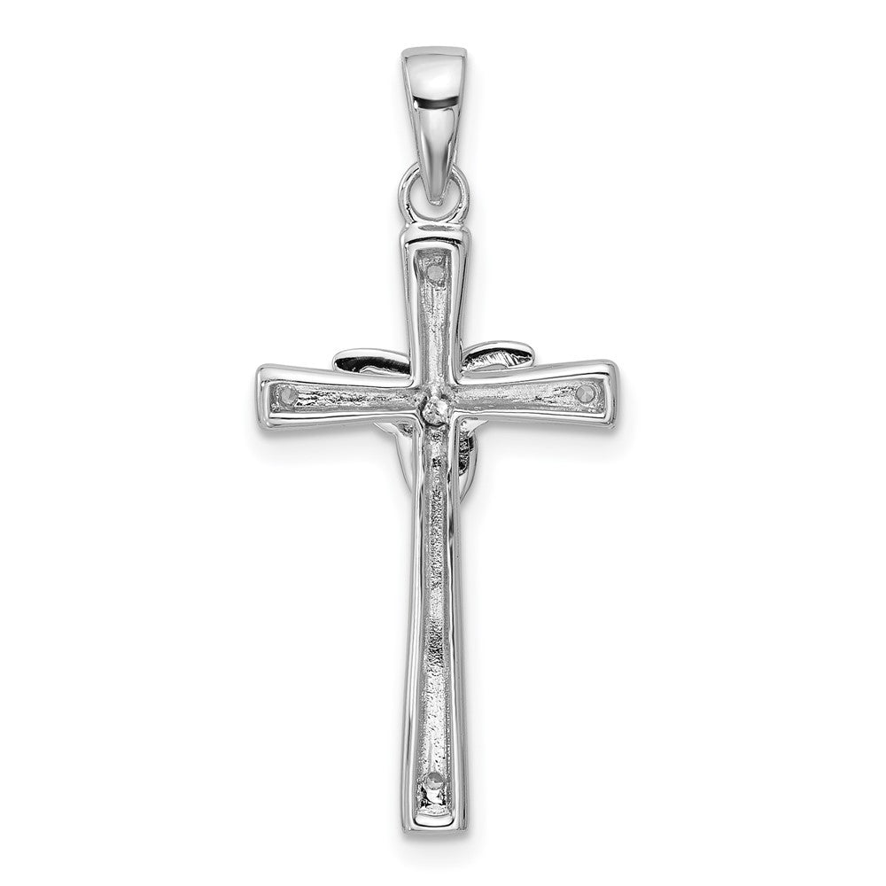 Sterling Silver Rhodium-plated CZ Polished Celtic Trinity Cross Pendant QC11628