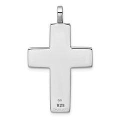 Sterling Silver Rhodium-plated Polished Black Resin Latin Cross Pendant QC11629