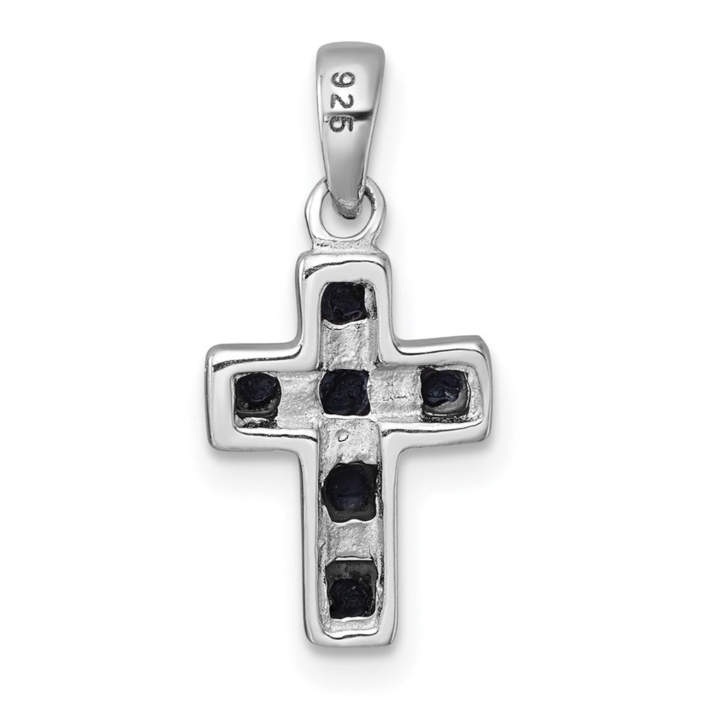 Sterling Silver Rhodium-plated Polished Onyx Latin Cross Pendant QC11634