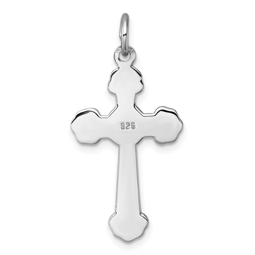 Sterling Silver Rhodium-plated Polished Fancy Budded Cross Pendant QC11637