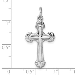 Sterling Silver Rhodium-plated Polished Fancy Budded Cross Pendant QC11637