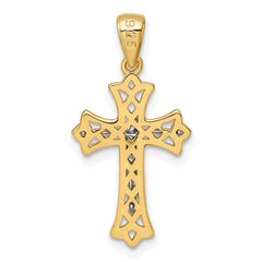 Sterling Silver Gold-tone and Rhodium-plated Polished Crucifix Cross Pendant QC11654