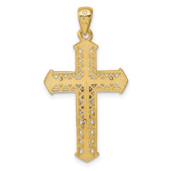 Sterling Silver Gold-tone and Rhodium-plated Polished Crucifix Cross Pendant QC11655