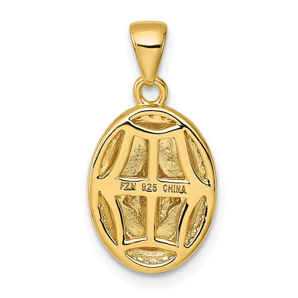 Sterling Silver Gold-tone and Rhodium-plated Polished Miraculous Medal Pendant QC11656