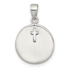 Sterling Silver Polished Black Enamel EVERY DAY IS A GIFT FROM GOD Cut Out Cross Disc Pendant QC11658