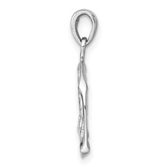 Sterling Silver Rhodium-plated Polished Reversible Gemini Twins in Circle Zodiac Pendant QC11662