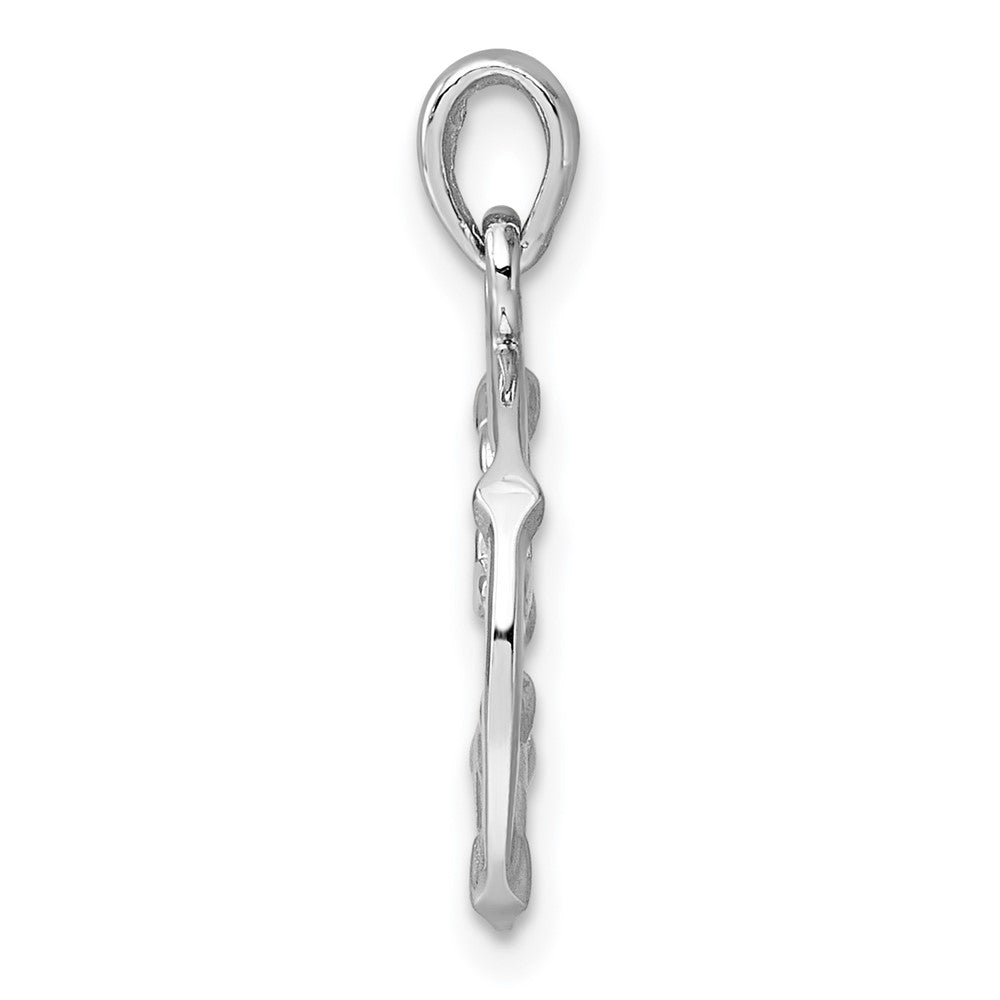 Sterling Silver Rhodium-plated Polished Reversible Libra Scales in Circle Zodiac Pendant QC11666