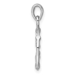 Sterling Silver Rhodium-plated Polished Reversible Libra Scales in Circle Zodiac Pendant QC11666