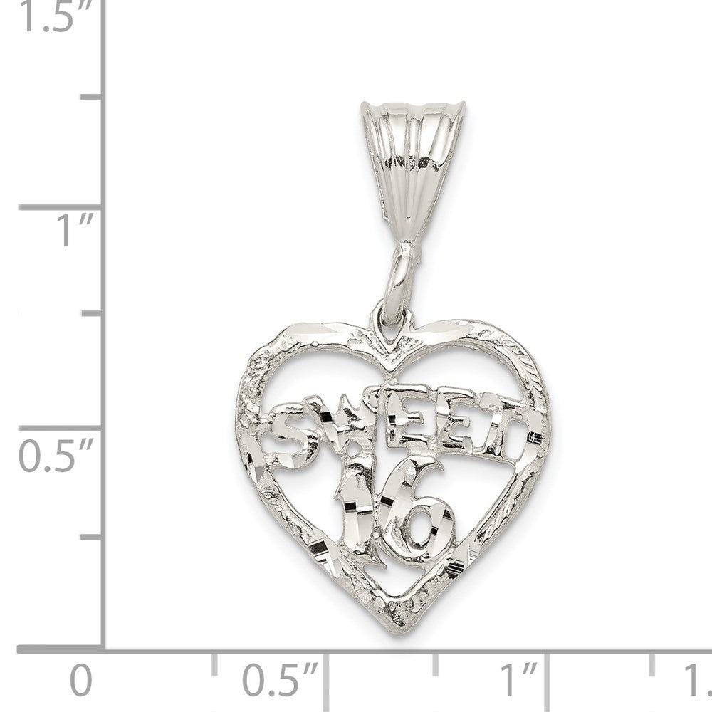 Sterling Silver HEART SWEET 16 Charm QC1592