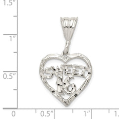 Sterling Silver HEART SWEET 16 Charm QC1592