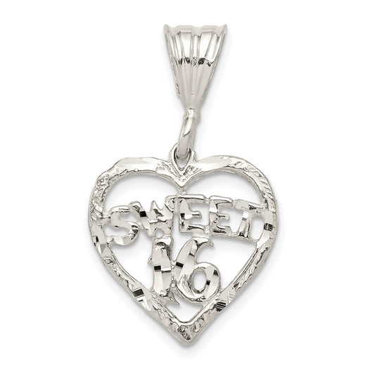 Sterling Silver HEART SWEET 16 Charm QC1592