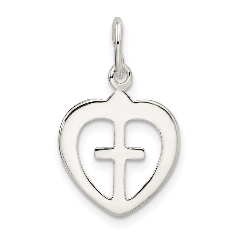 Sterling Silver Cross Heart Charm QC1863
