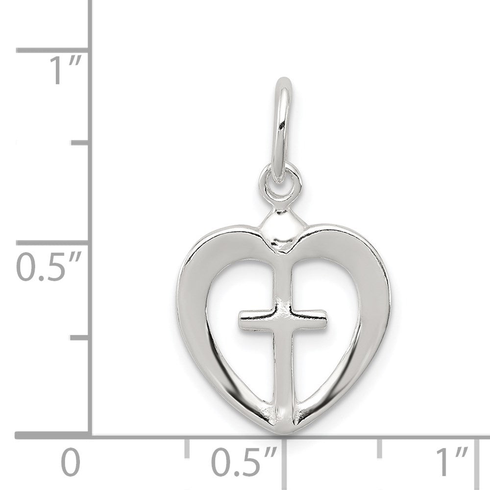 Sterling Silver Cross Heart Charm QC1863