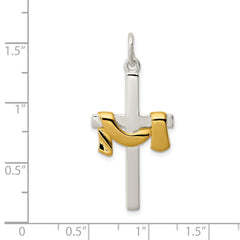 Sterling Silver & Vermeil Draped Cross Pendant QC1899