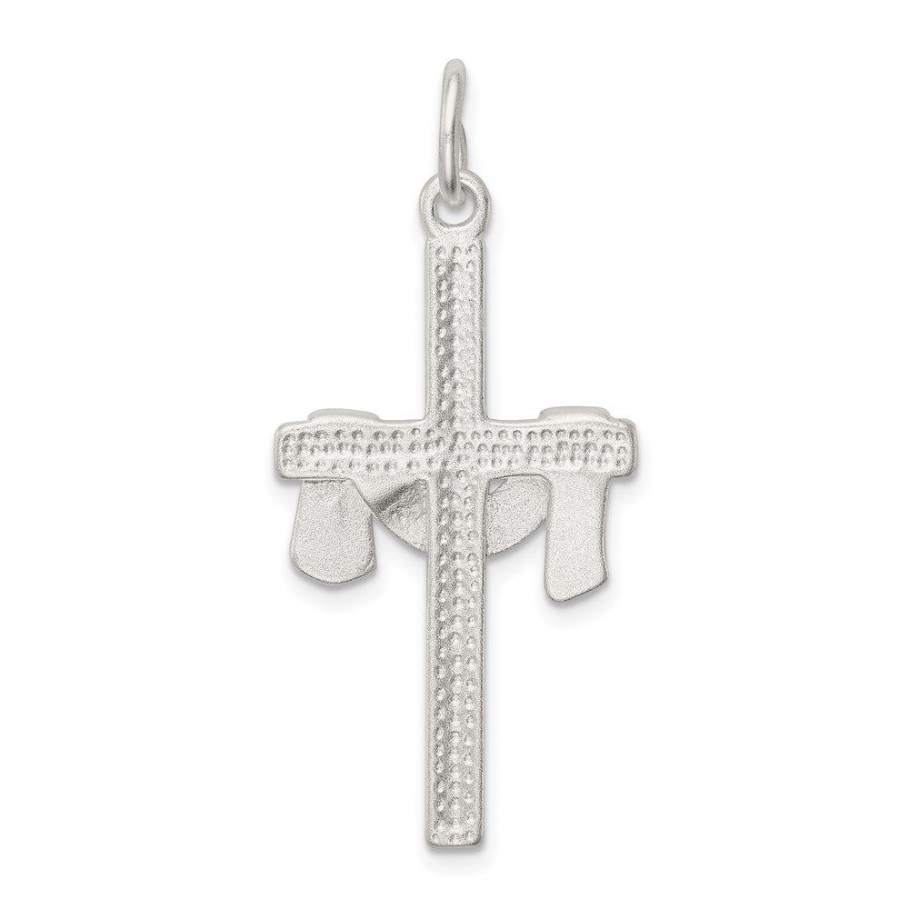 Sterling Silver Satin D/C Draped Cross Charm QC1906