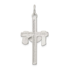 Sterling Silver Satin D/C Draped Cross Charm QC1906