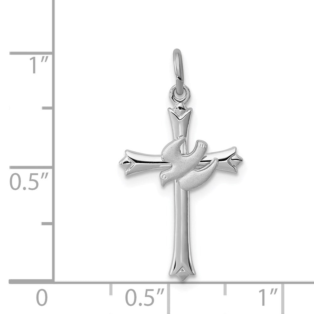 Sterling Silver Rhodium-plated Holy Spirit Cross with Dove Charm QC1916