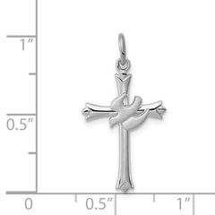 Sterling Silver Rhodium-plated Holy Spirit Cross with Dove Charm QC1916