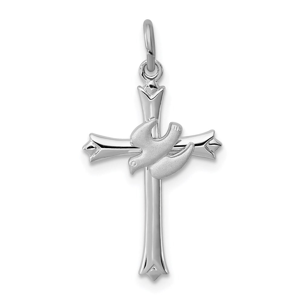 Sterling Silver Rhodium-plated Holy Spirit Cross with Dove Charm QC1916