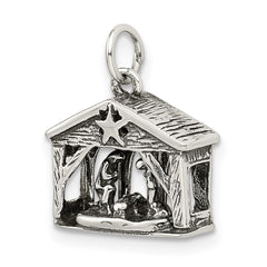 Sterling Silver Antiqued Manger Charm QC202