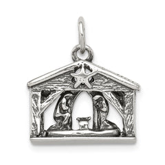 Sterling Silver Antiqued Manger Charm QC202