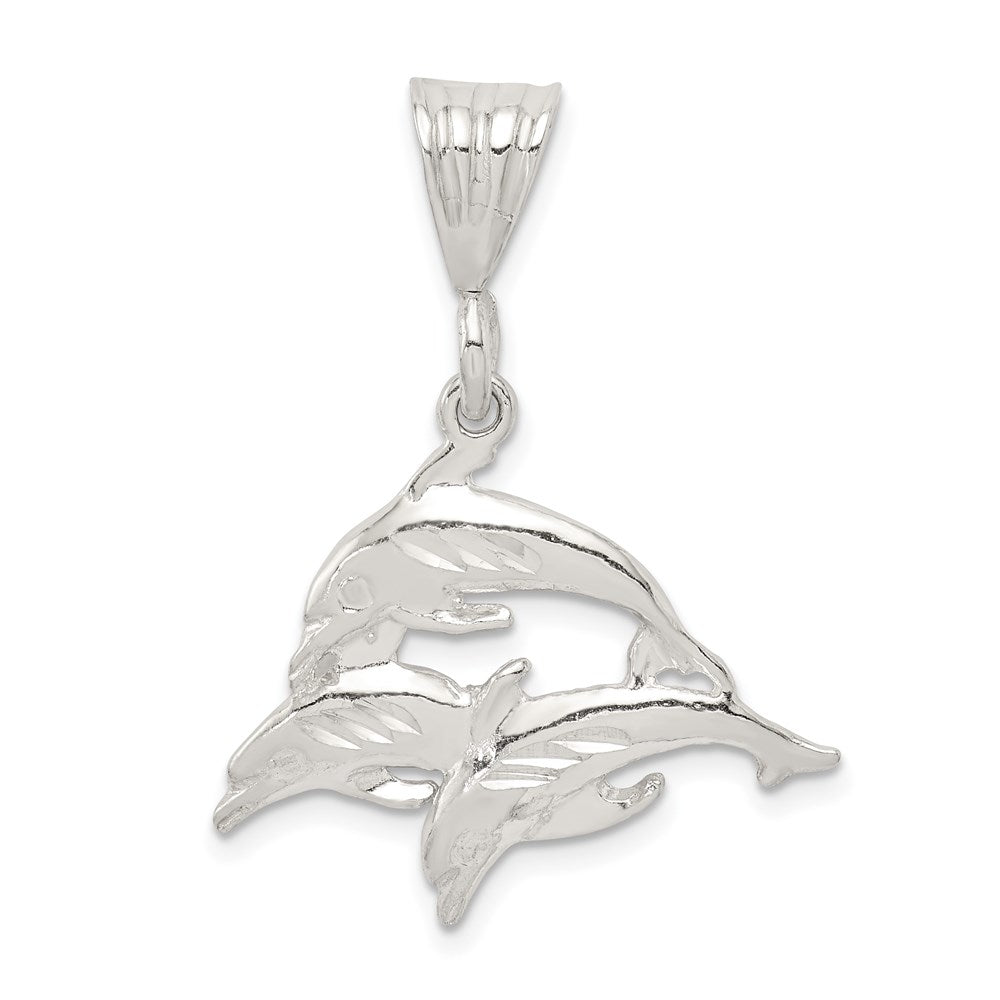 Sterling Silver Trio of Dolphins Pendant QC2033
