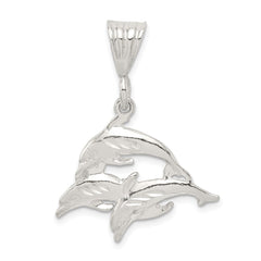 Sterling Silver Trio of Dolphins Pendant QC2033