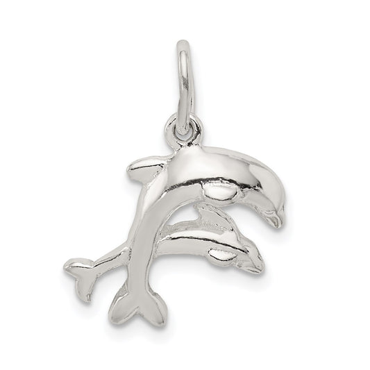 Sterling Silver Dolphins Charm QC2041